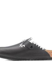 Ciabatte birkenstock nere ricamate a mano