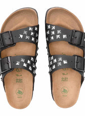 Birkenstock nere con zeppa e borchie piramide argento