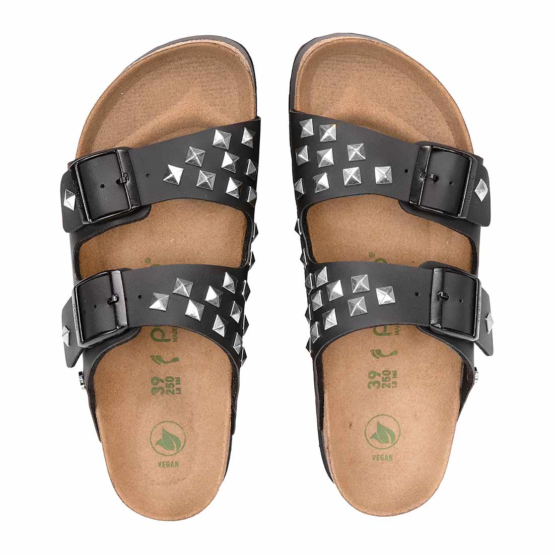Birkenstock nere con zeppa e borchie piramide argento
