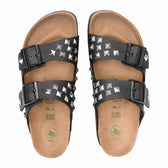 Birkenstock nere con zeppa e borchie piramide argento