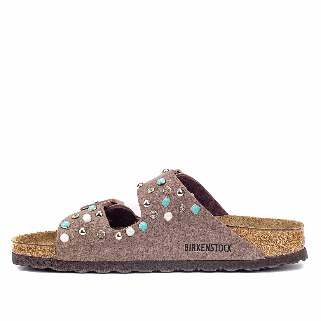 Personalizzazione Birkenstock Arizona con Borchie - Perle - Strass e Pietre - Marrone Mocca - Outlet