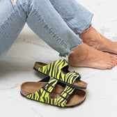 Birkenstock Arizona Personalizzate texture Zebra colore Giallo Fluo