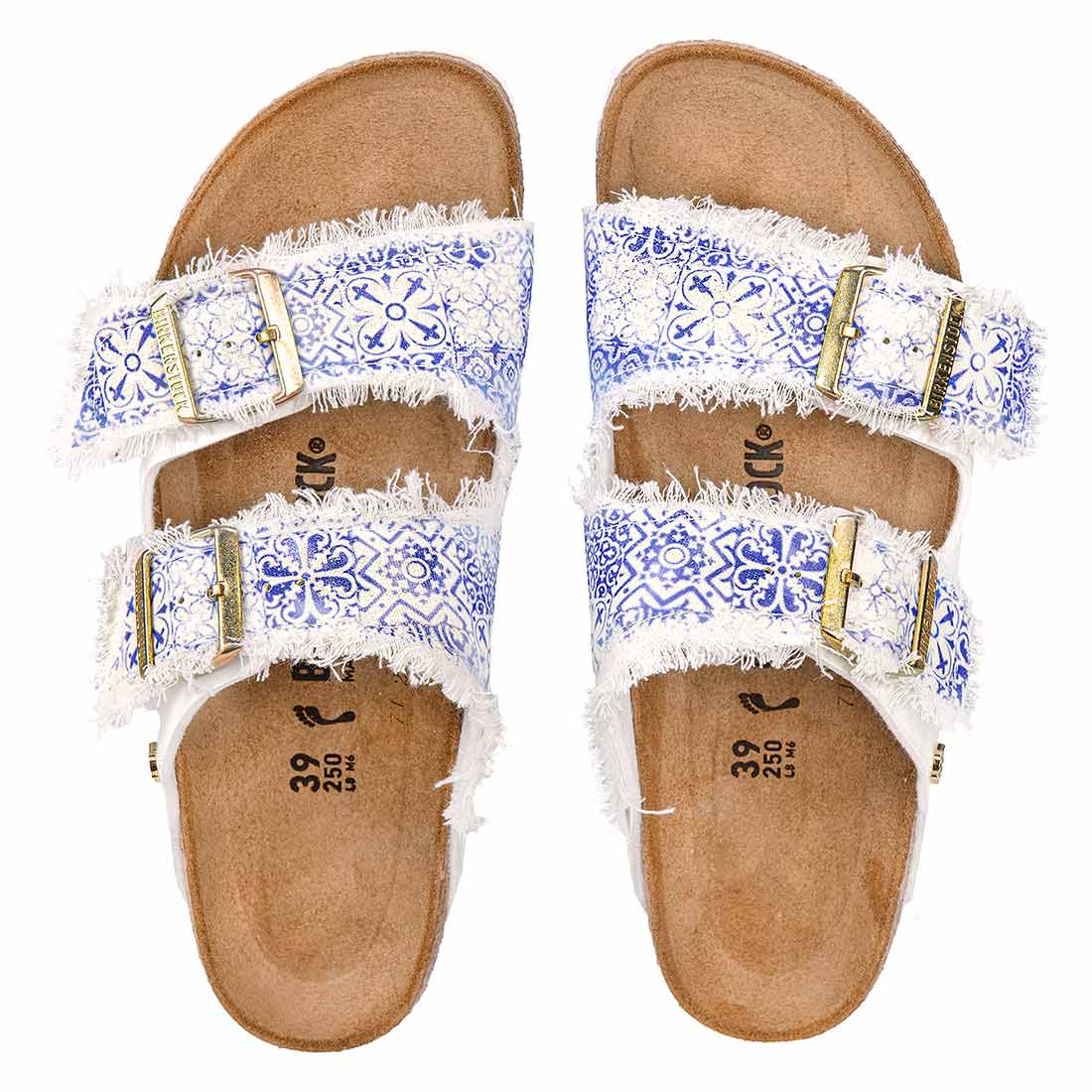 Personalizzazione Birkenstock Arizona Bianche Blu stile Capri - Outlet