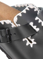 Ciabatte birkenstock nere con crochet bianco 