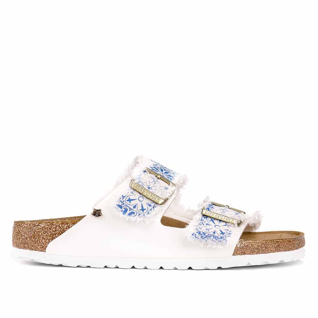 Personalizzazione Birkenstock Arizona Bianche Blu stile Capri - Outlet
