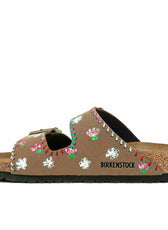 Ciabatte Birkenstock Arizona Marroni disegnate con fiori colorati