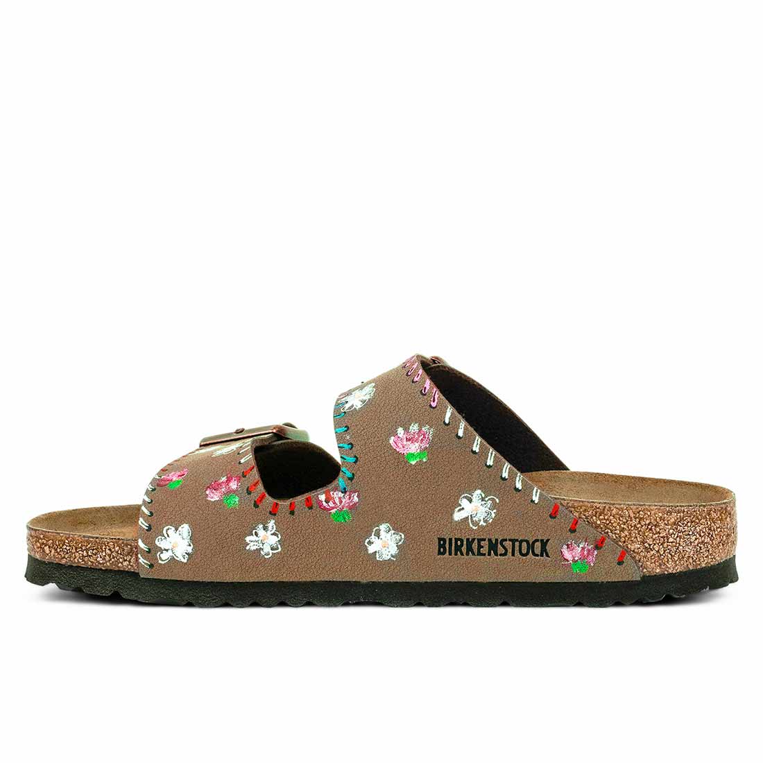 Personalizzazione Birkenstock Arizona Marroni con Fiorellini dipinti - Outlet