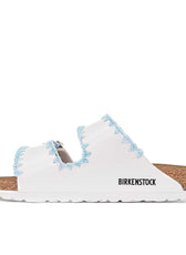 Sandali Birkenstock Bianche Crochet con filo azzurro