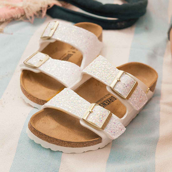 Ciabatte da mare birkenstock brillantini bianchi 