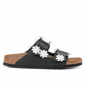 Personalizzazione Birkenstock Arizona Nere con Fiori Bianchi - Outlet