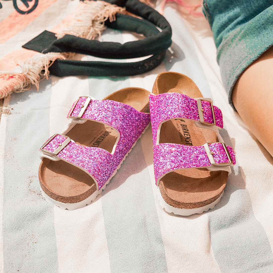 Personalizzazione Birkenstock Arizona Bianche - Glitter Fucsia - Outlet