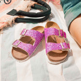 Personalizzazione Birkenstock Arizona Bianche - Glitter Fucsia - Outlet