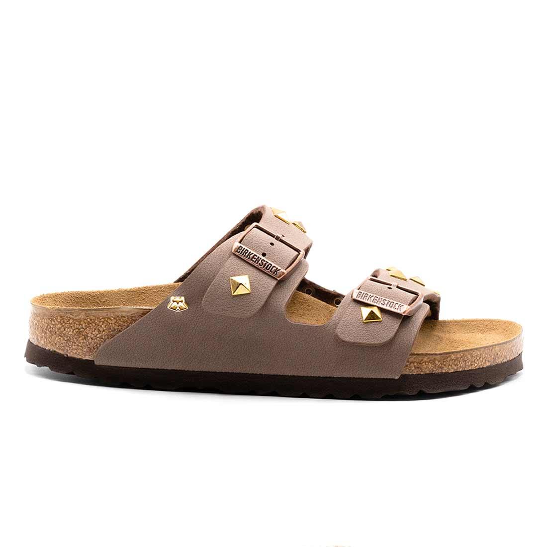 Personalizzazione Birkenstock Arizona con Borchie a Piramide Oro - Marrone Mocca - Outlet