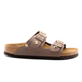 Personalizzazione Birkenstock Arizona con Borchie a Piramide Oro - Marrone Mocca - Outlet