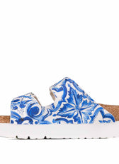 Ciabatte Birkenstock Platform maioliche bianche e blu
