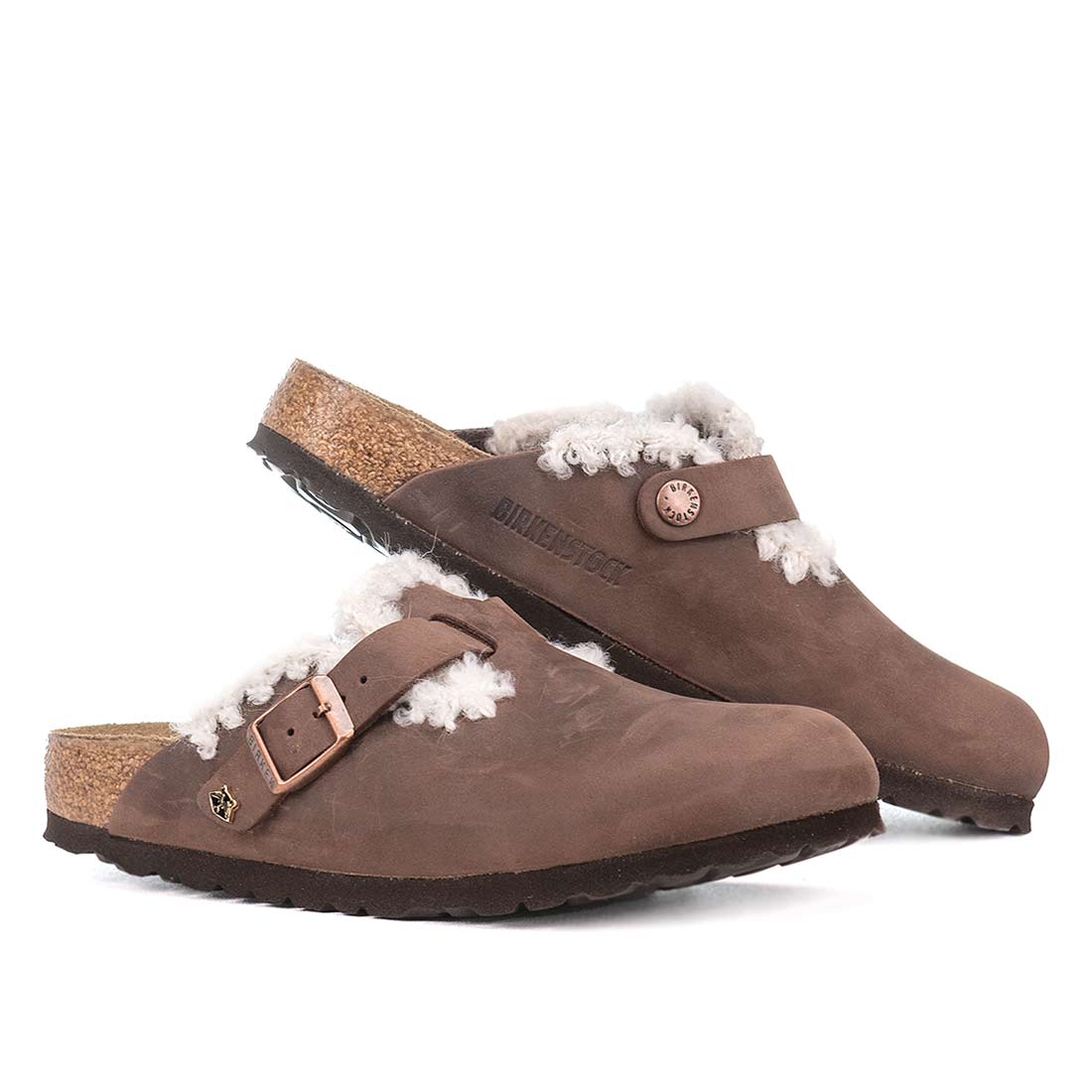 Ciabatte birkenstock in teddy bianco