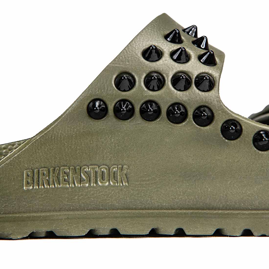 ciabatte birkenstock verde kaki con borchie nere