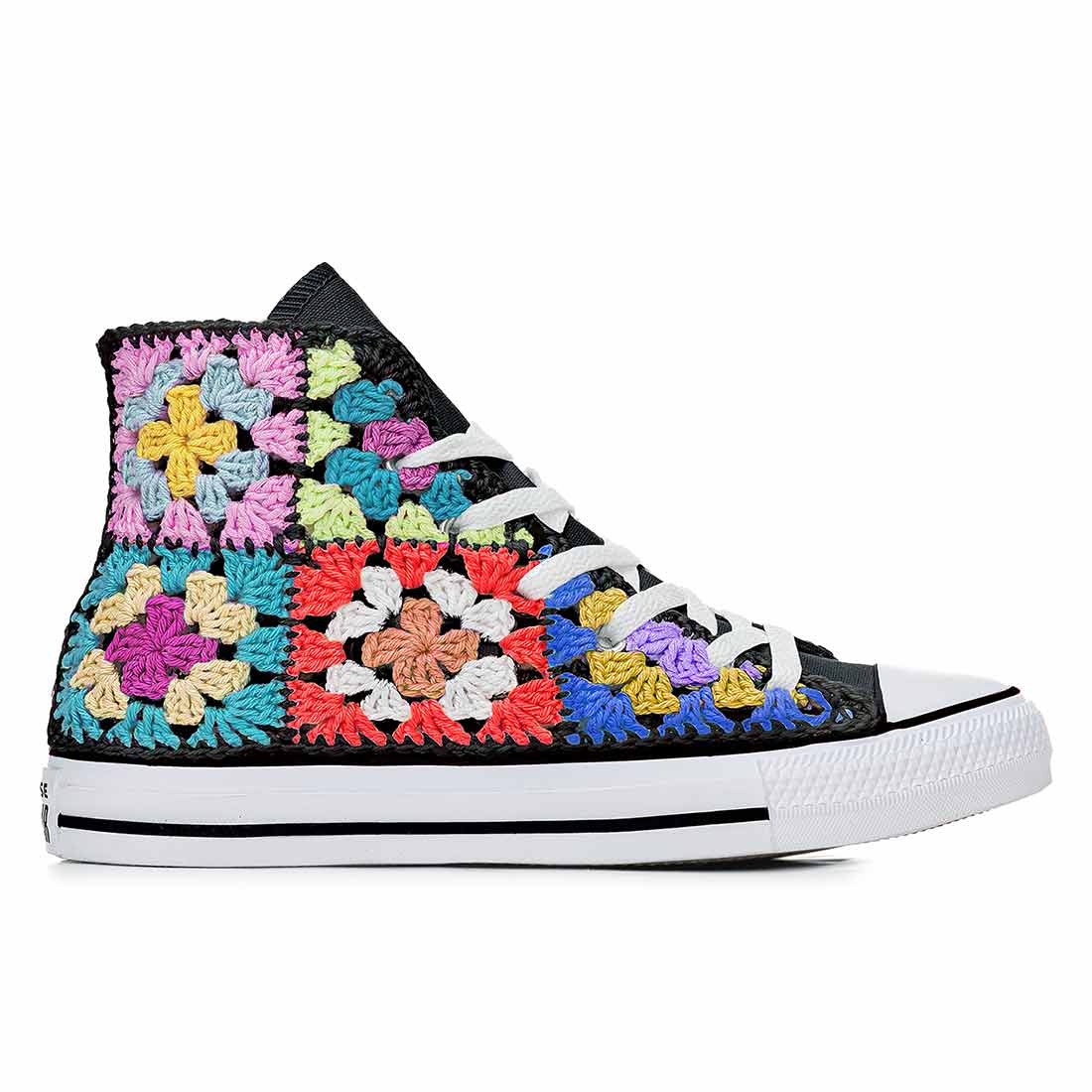 Converse All Star Alte Nere con Ricamo Colorato - Outlet