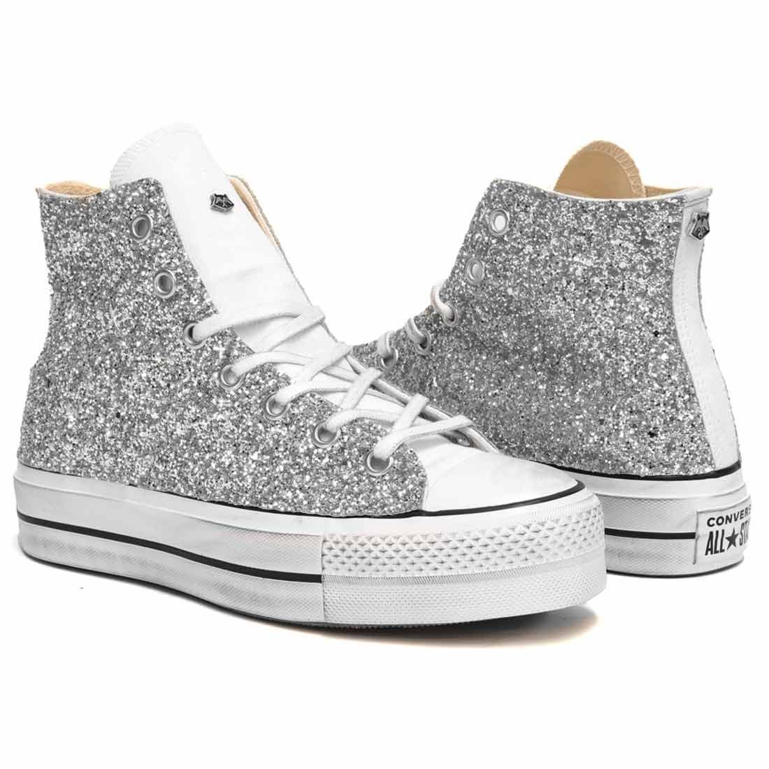 Converse Platform con Glitter Argento - Alte - Outlet