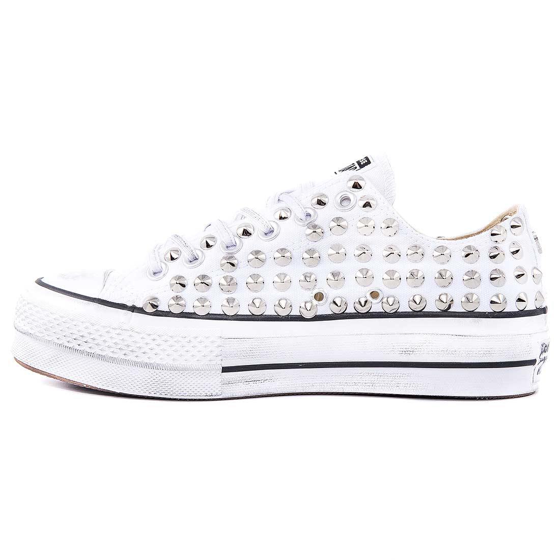 Converse All Star con Borchie - Basse - Suola Platform - Bianche - Outlet