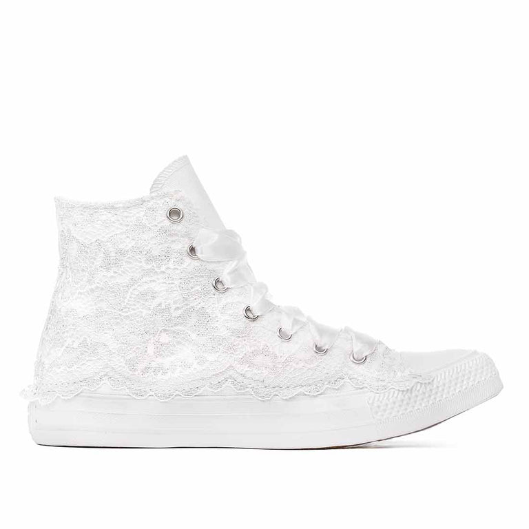 Converse Alte da Cerimonia in Pizzo Bianco Sped 24h GRATIS