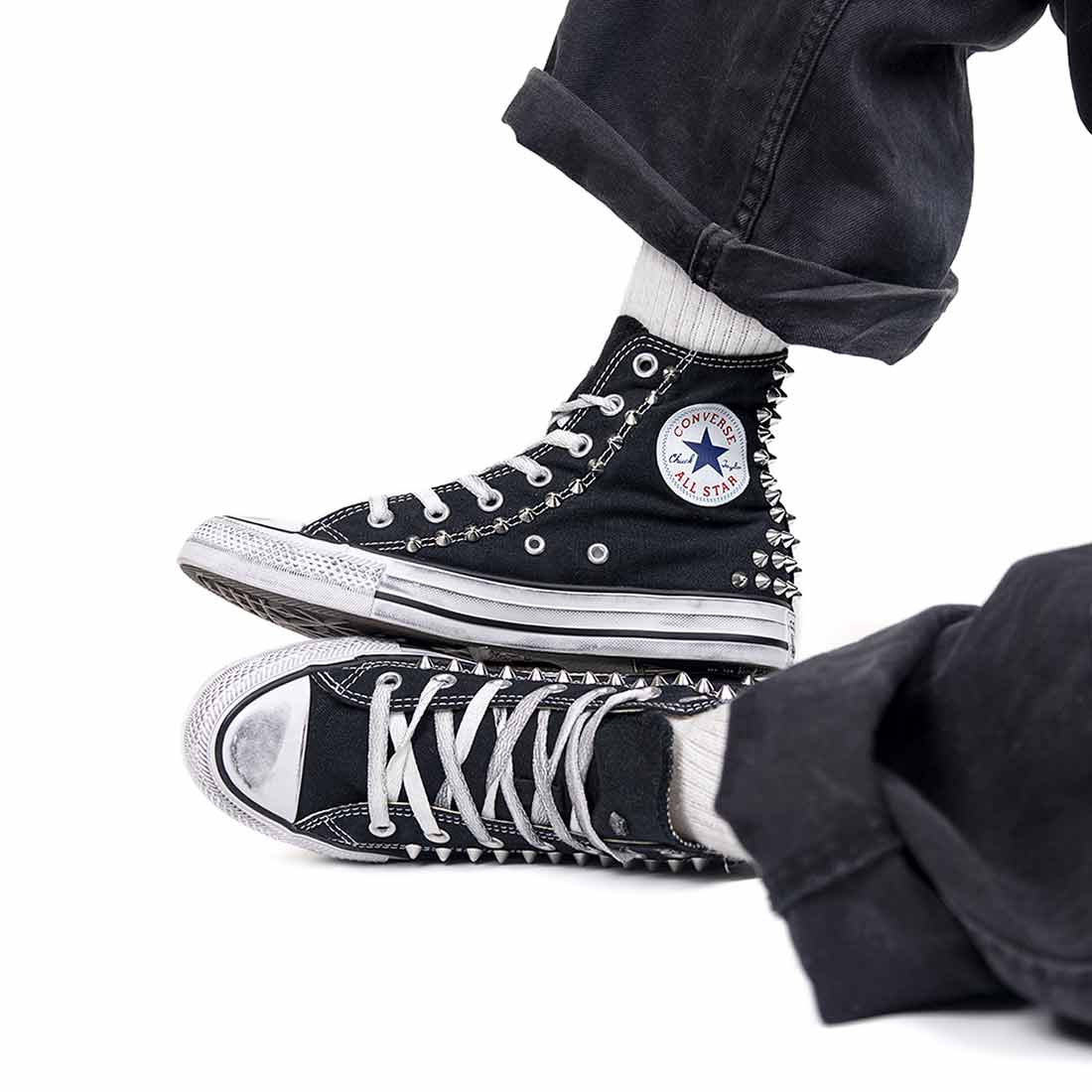 converse all star con borchiette argento