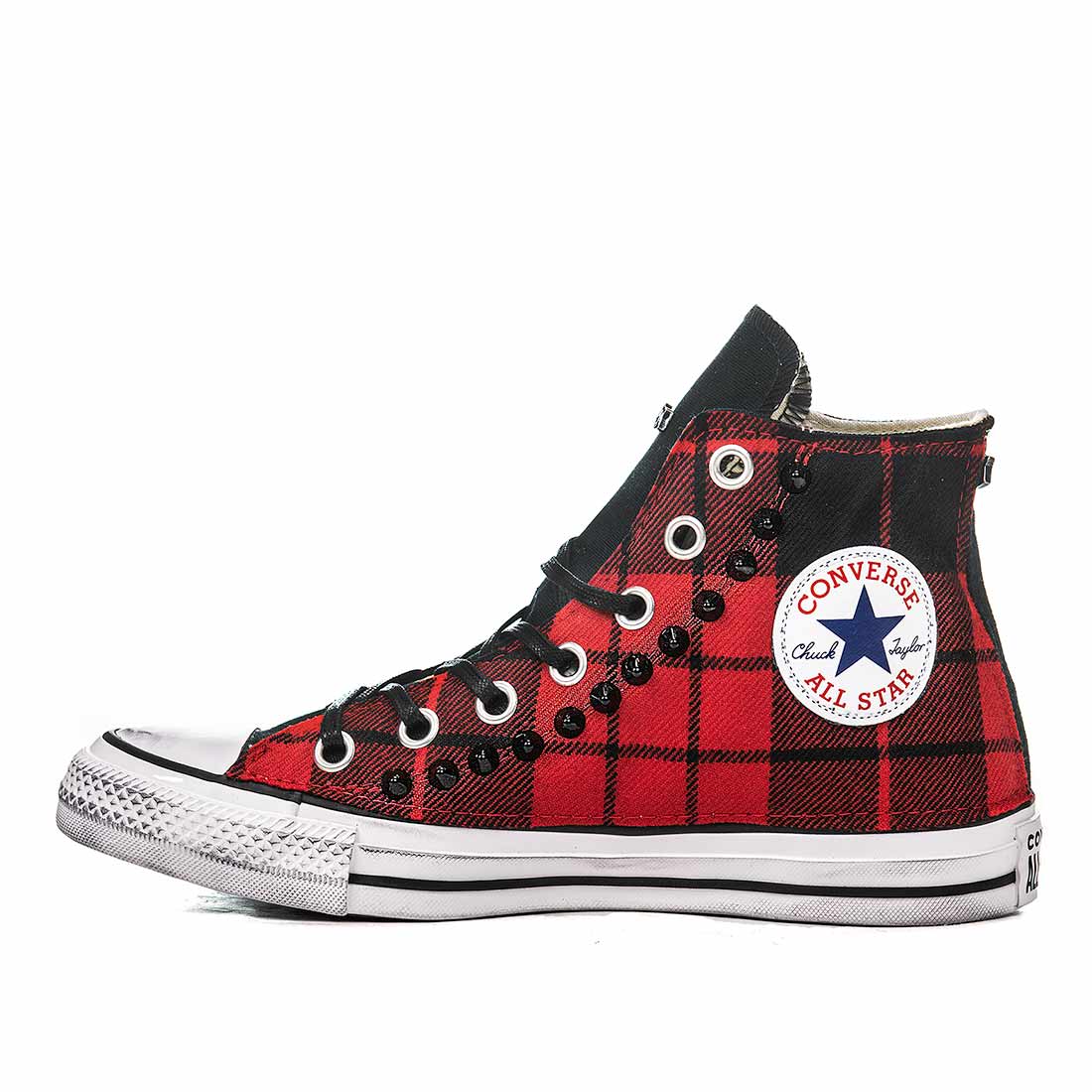 Converse All Star Alte in Tartan con Borchie Spedizione 24h
