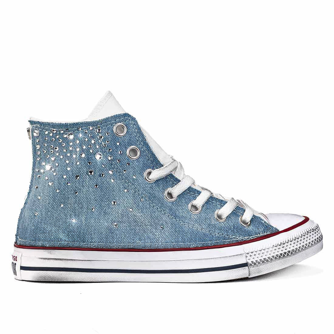 Conerse all star jeans sporco con strass