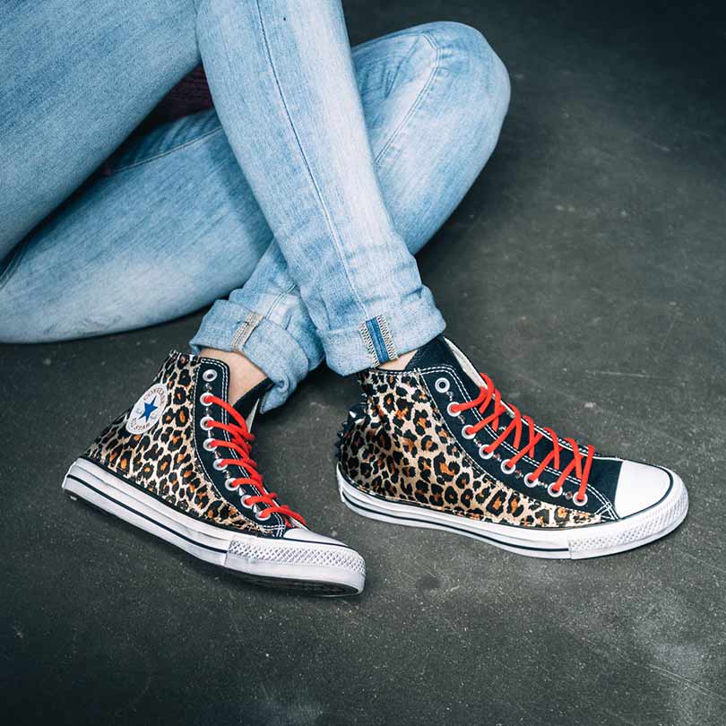 Converse All Star Alte Leopardate con Borchiette - Outlet