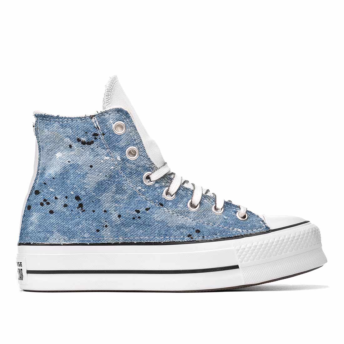 Converse All Star Platform Bianche in Jeans - Outlet