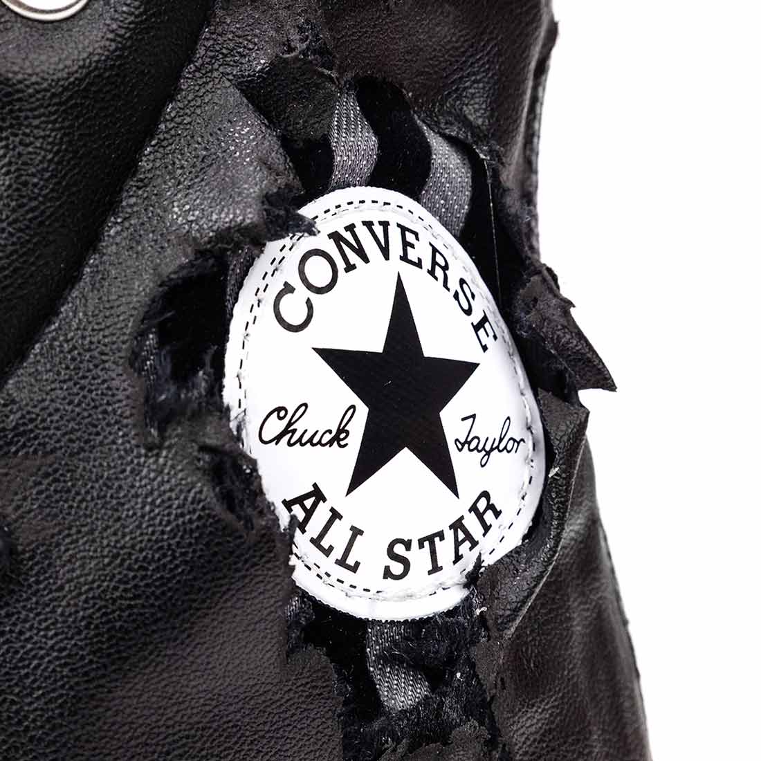 converse all star con strappo in pelle e denim con velluto a bande