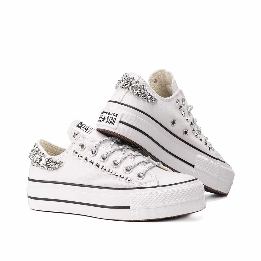 Converse All Star - Basse suola Platform - Bianche con Gioiello - Outlet