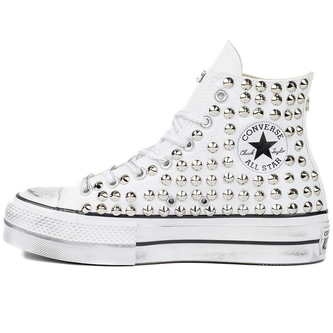 Converse All Star Alte Platform con Borchie - Bianche - Outlet