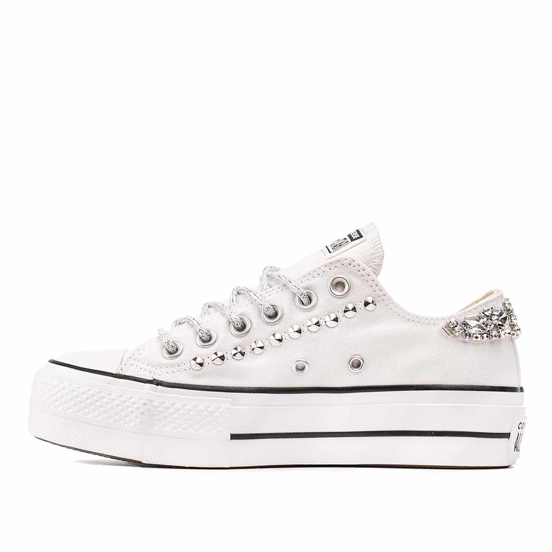 Converse All Star - Basse suola Platform - Bianche con Gioiello - Outlet