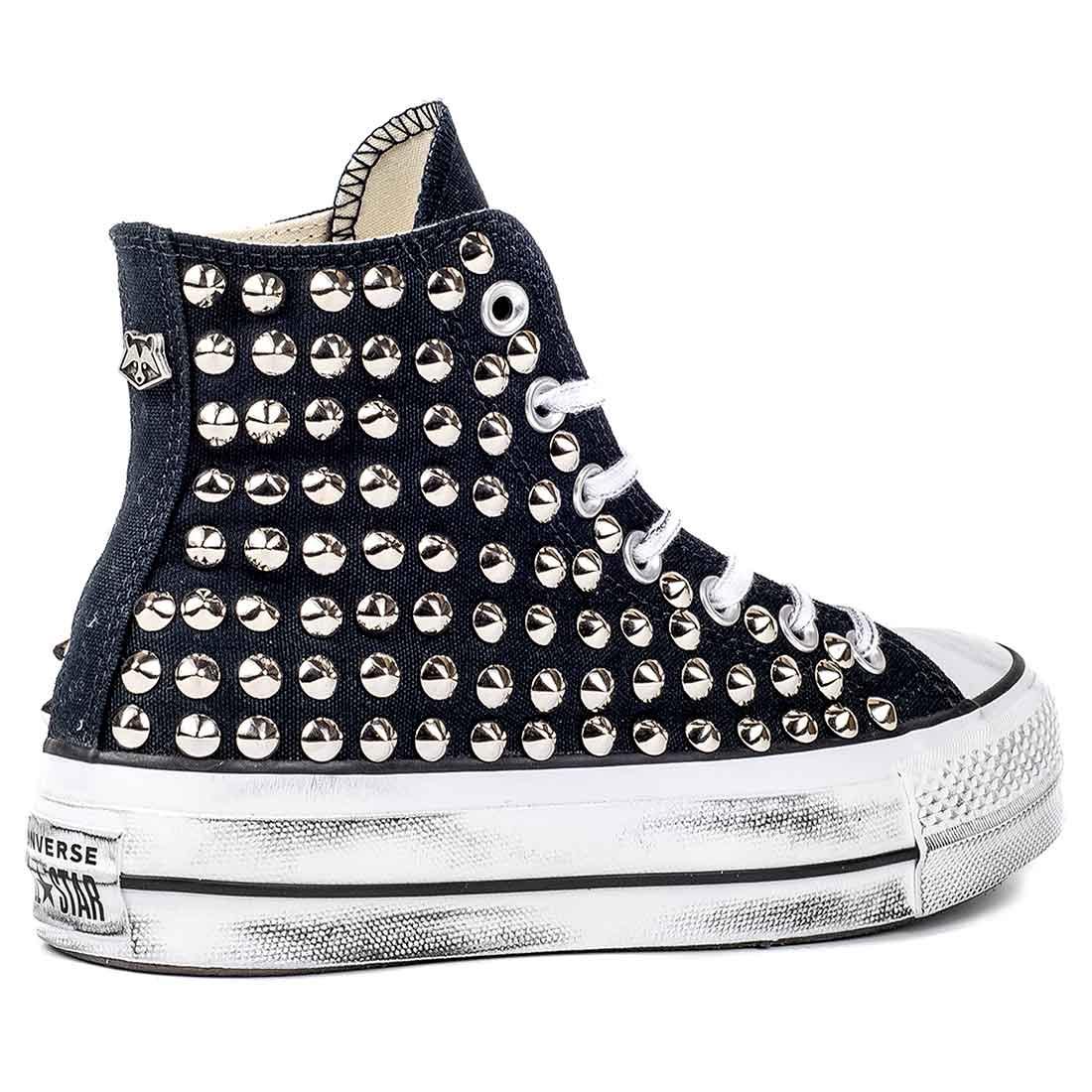 Converse All Star con Borchie - Alte suola Platform - Nere - Outlet