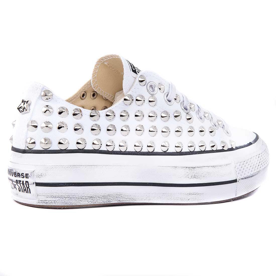 Converse All Star con Borchie - Basse - Suola Platform - Bianche - Outlet