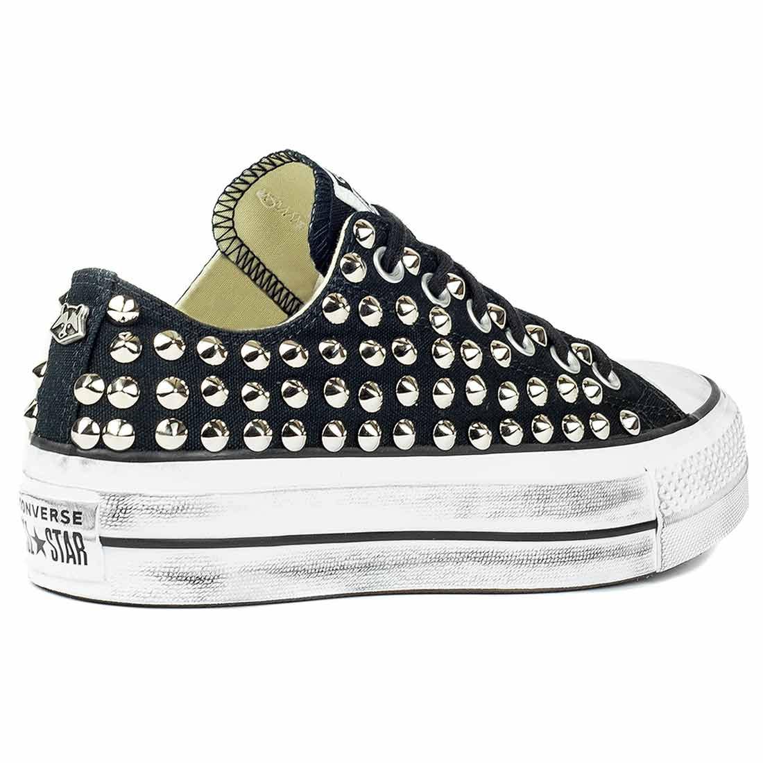 Converse All Star con Borchie - Basse suola Platform - Nere - Outlet