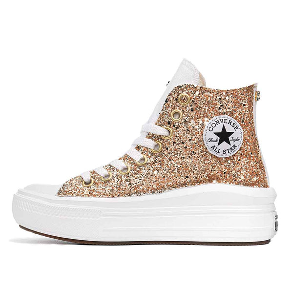 Scarpa da ginnastica all star alta move con glitter oro