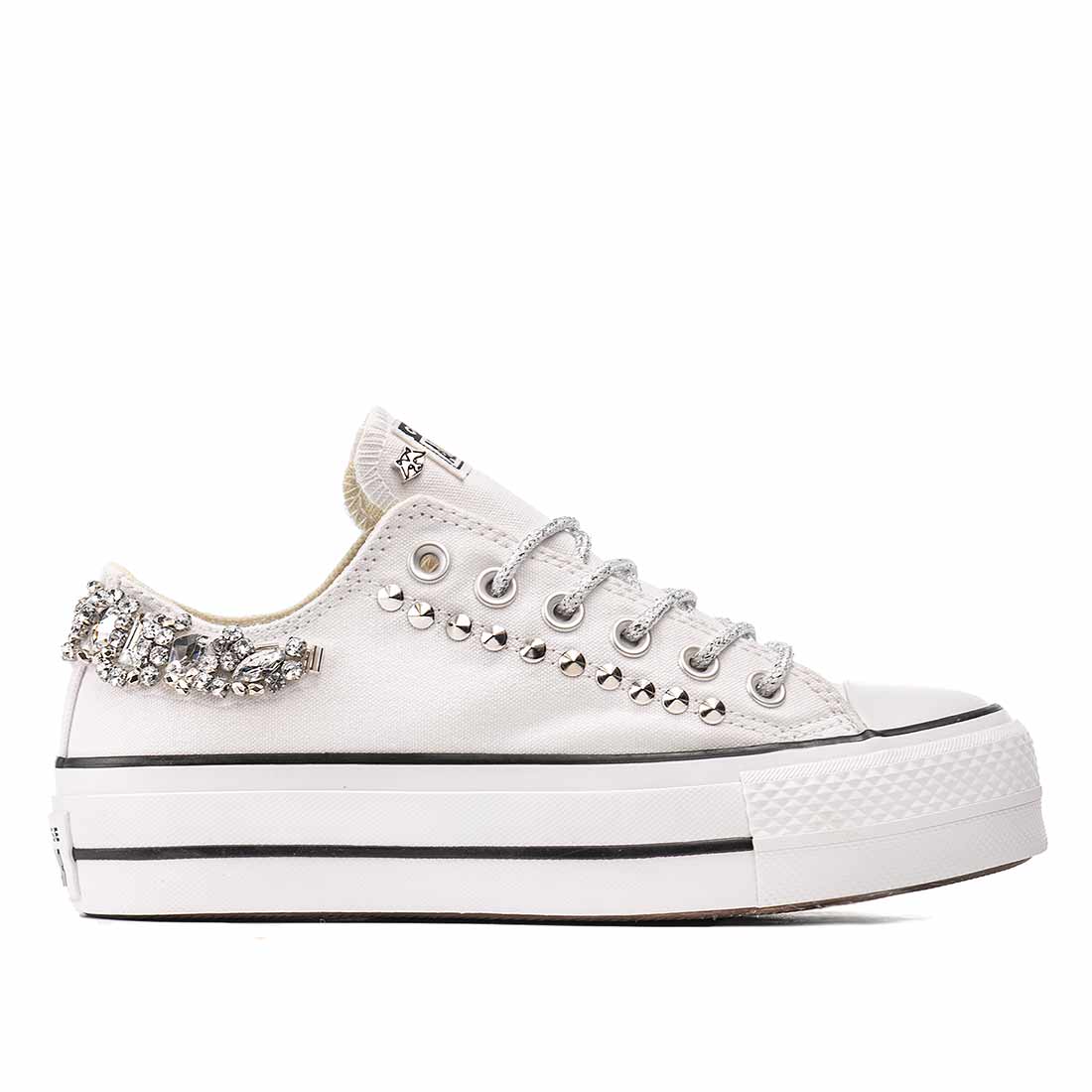 Converse All Star - Basse suola Platform - Bianche con Gioiello - Outlet