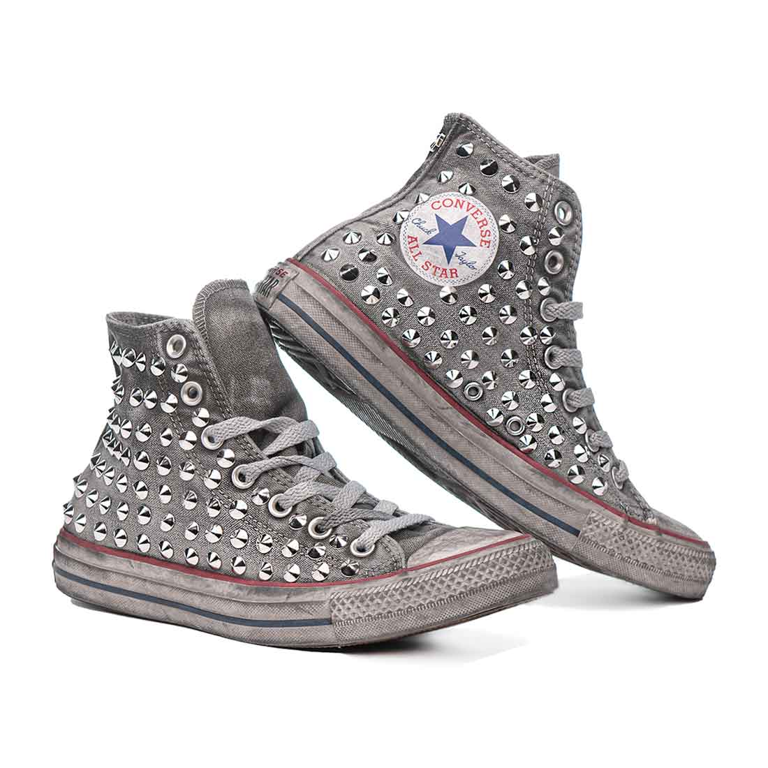 Sneakers Borchiatura Converse Converse All Star Alte Grige Effetto