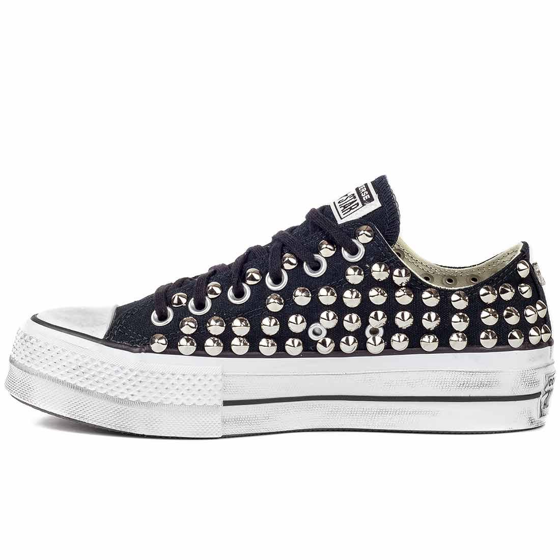 Converse All Star con Borchie - Basse suola Platform - Nere - Outlet