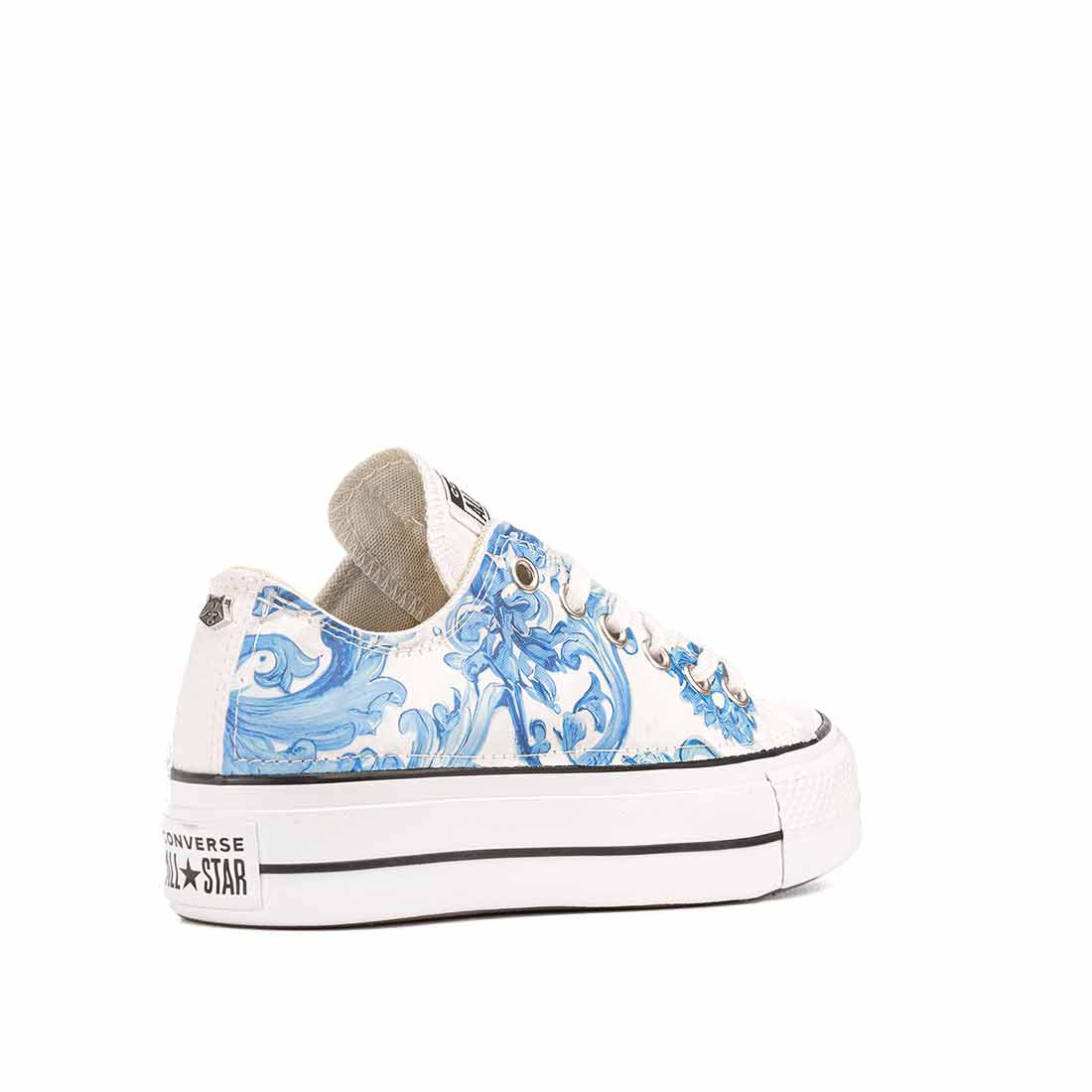 Converse all star platform bassa bianche stile capri azzurro e blu