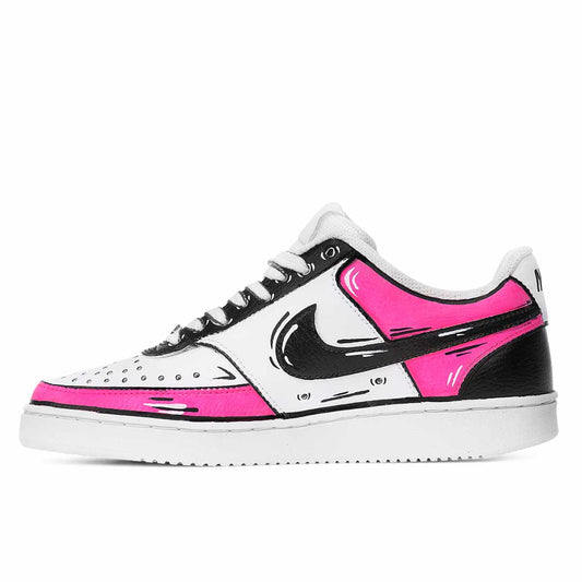 Scarpe da ginnastica Nike con disegno a fumetto 2D nero e rosa
