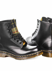 Dottor martens con inserti di tessuto scozzese giallo