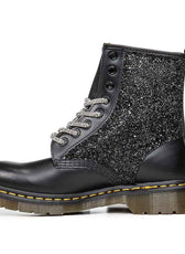 Dr Martens con brillantini neri e lacci diamante 
