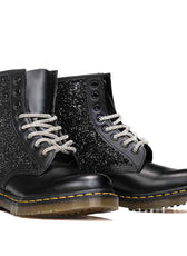 Dr Martens con lacci diamante argento e glitter neri