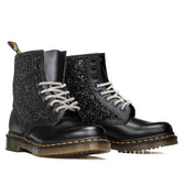 Dr Martens con lacci diamante argento e glitter neri