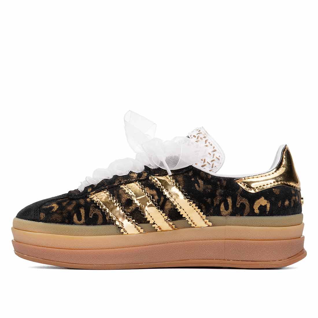 Gazelle nere leopardate oro con bande oro reflex