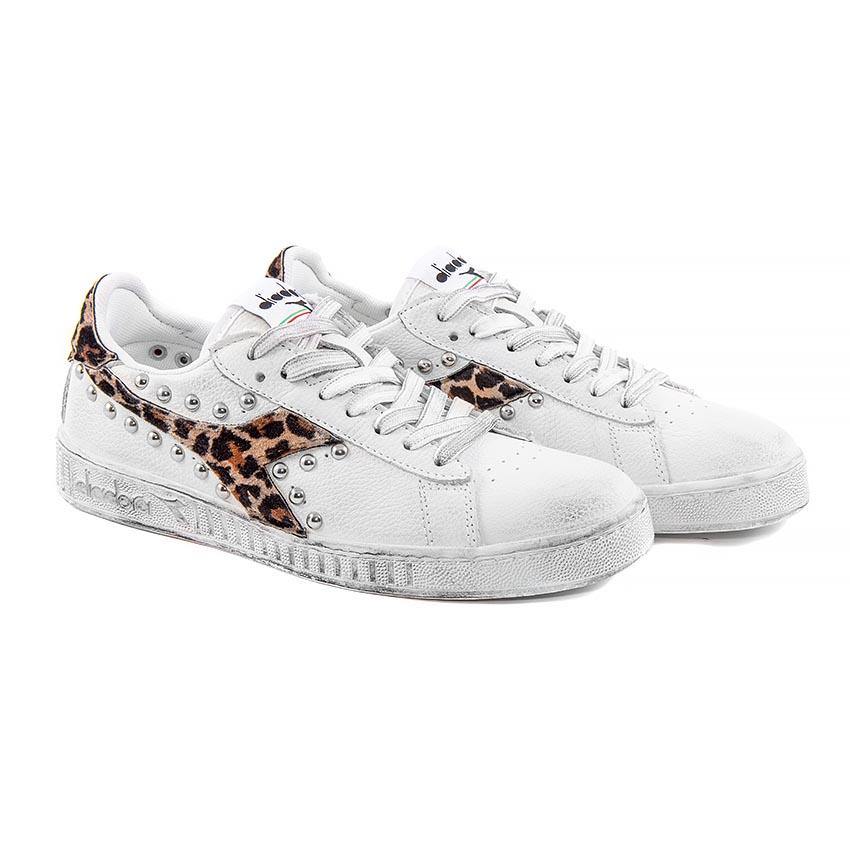diadora game low sneaker personalizzata animalier maculato leopardato borchie borchiata racoon lab