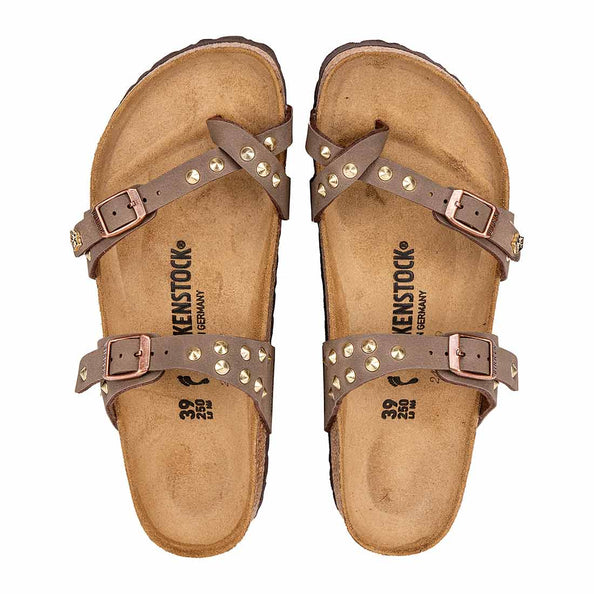 Birkenstock Mayari color mocca con borchiette oro